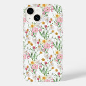 Roze Groene Aquarel Wilde Bloem Case-Mate iPhone Case (Achterkant)