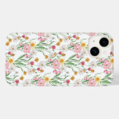 Roze Groene Aquarel Wilde Bloem Case-Mate iPhone Case (Achterkant (horizontaal))