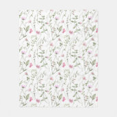 Roze Groene Aquarel Wilde Bloem Fleece Deken (Voorkant)