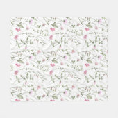 Roze Groene Aquarel Wilde Bloem Fleece Deken (Voorkant (Horizontaal))