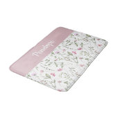 Roze Groene Aquarel Wilde Bloem Monogram Badmat (Gekanteld)