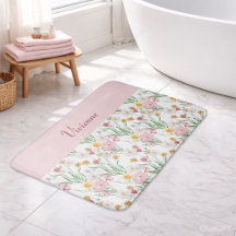 Roze Groene Aquarel Wilde Bloem Monogram