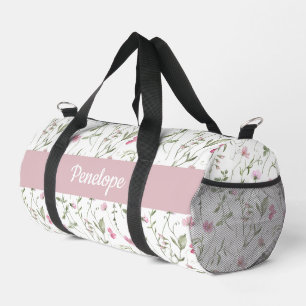 Roze Groene Aquarel Wilde Bloem Monogram Plunjezak