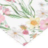 Roze Groene Aquarel Wilde Bloem Tafelkleed (Gekanteld)