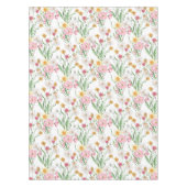 Roze Groene Aquarel Wilde Bloem Tafelkleed (Voorkant)