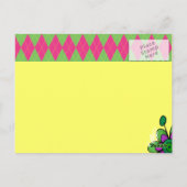 Roze & Groene Argyle & Bloem Briefkaart (Achterkant)