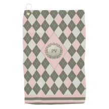 Roze Groene Argyle Monogrammed