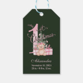 Roze Groene Baby Eerste Kerstmis Cadeaulabel (Voorkant)