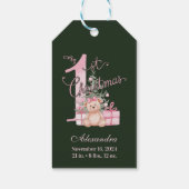 Roze Groene Baby Eerste Kerstmis Cadeaulabel (Achterkant)