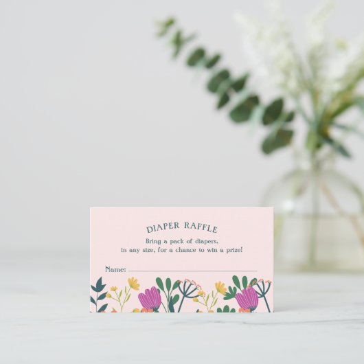 Roze groene Baby in Bloom Diaper Raffle Ticket (Staand voorkant)