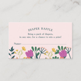 Roze groene Baby in Bloom Diaper Raffle Ticket