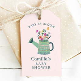 Roze groene Baby in het Baby shower Bloom Cadeaulabel