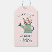 Roze groene Baby in het Baby shower Bloom Cadeaulabel (Voorkant)