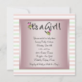 Roze Groene Baby Meisje Douche Uitnodigingen (Achterkant)