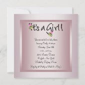 Roze Groene Baby Meisje Douche Uitnodigingen (Achterkant)