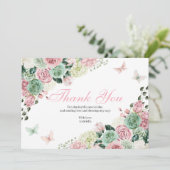 Roze & Groene betoverde tuin Bedankkaart (Staand voorkant)