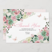 Roze & Groene betoverde tuin Bedankkaart (Voorkant / Achterkant)