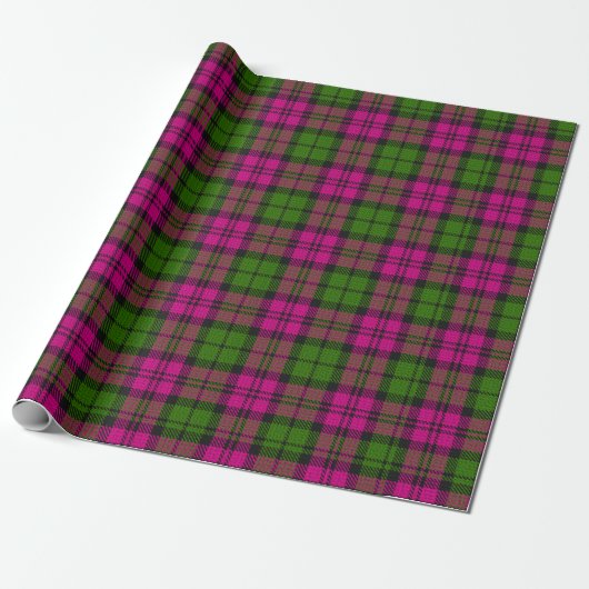 Roze Groene Blackwatch Campbell Tartan Plaid Cadeaupapier (Uitgerold)