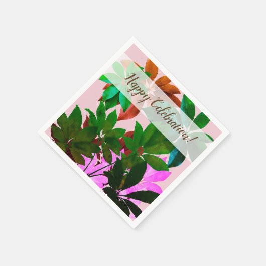 Roze & Groene Bladeren Custom Papieren servetten (Hoek)