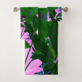 Roze & Groene bladeren handdoek set (Insitu)