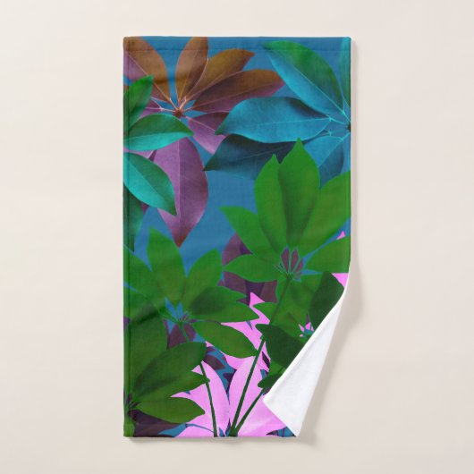 Roze & Groene bladeren handdoek set (Handdoek)