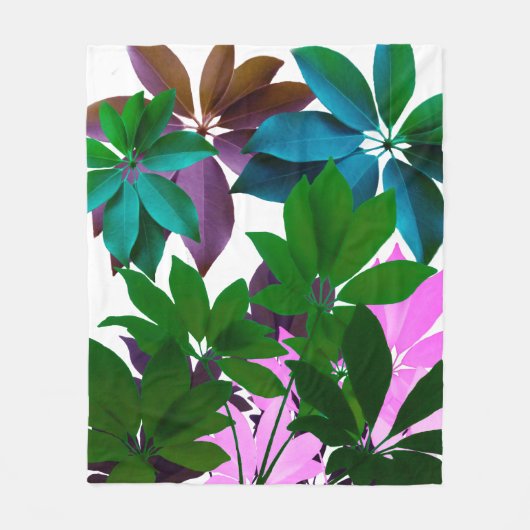 Roze & groene bladeren kunst fleece deken (Voorkant)
