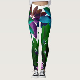 Roze & Groene bladeren Leggings