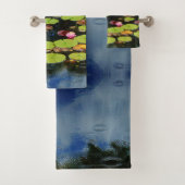 Roze groene blauwe bloem Fotoventilator in regen Bad Handdoek (Insitu)