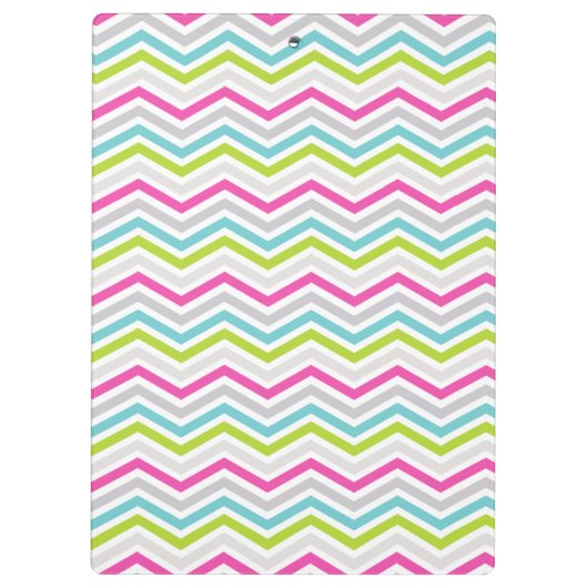 Roze, Groene, Blauwe en Witte Chevron Strepen Klembord (Achterkant)