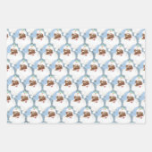 Roze groene blauwe kerstcadeaus voor kerstmis met inpakpapier vel (Voorkant 3)