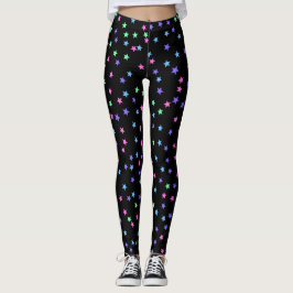 Roze groene blauwe Paarse stars patroon Leggings