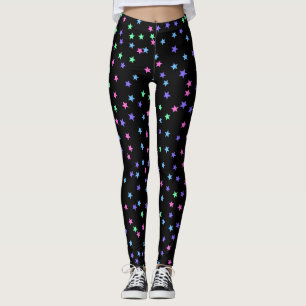 Roze groene blauwe Paarse stars patroon Leggings