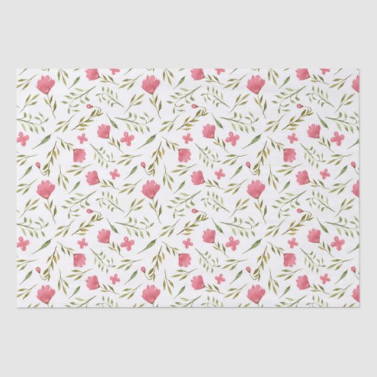 Roze Groene Bloem Bloemen Decoupage Tissuepapier (Voorkant)