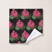 Roze groene bloemen bad handdoek (Wasdoekje)