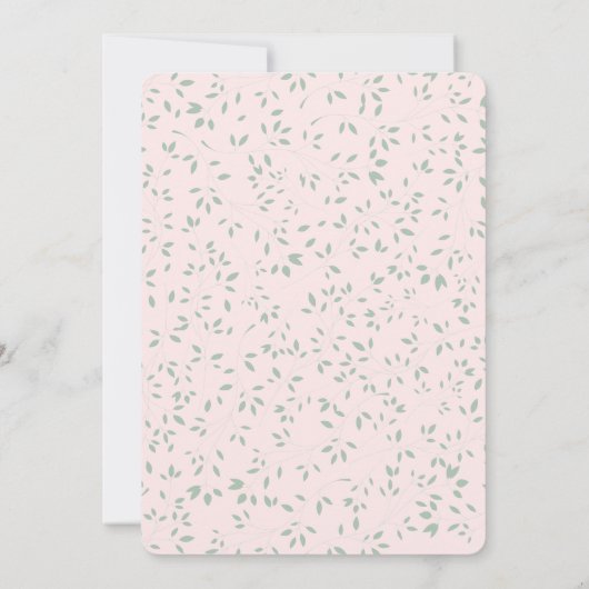 Roze groene bloemen Bridal Shower Uitnodiging (Achterkant)