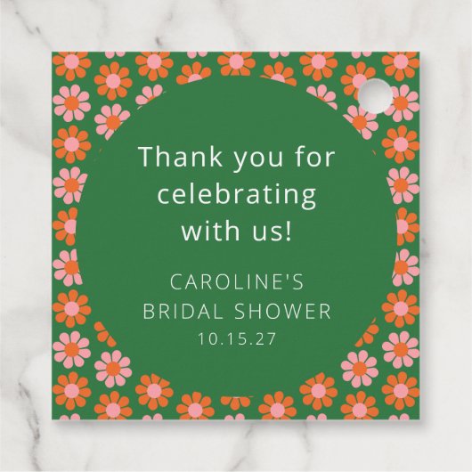 Roze Groene Bloemen Bruidsdiner Aangepaste Dankjew Bedankjes Labels (Achterkant)