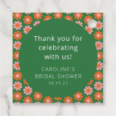 Roze Groene Bloemen Bruidsdouche Aangepaste Dankje Bedankjes Labels (Achterkant)