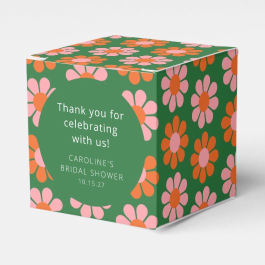 Roze Groene Bloemen Bruiloft Feest Aangepaste Dank Bedankdoosjes (Voorkant Zijde)