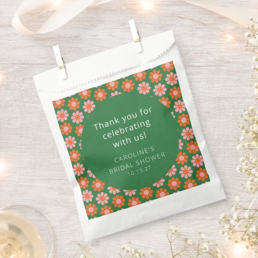 Roze Groene Bloemen Bruiloft Feest Aangepaste Dank Bedankzakje (Geknipt)