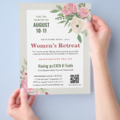 Roze Groene Bloemen Kerk Vrouwen Retreat Flyer (Hand)