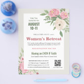 Roze Groene Bloemen Kerk Vrouwen Retreat Flyer (Enkel)