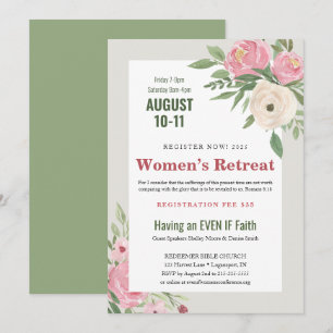 Roze Groene Bloemen Kerk Vrouwen Retreat Kaart