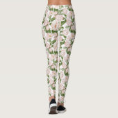 Roze Groene Bloemen Leggings (Achterkant)