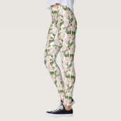 Roze Groene Bloemen Leggings (Links)