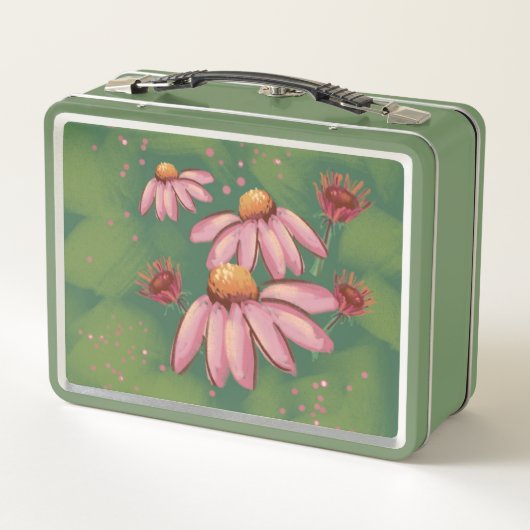 Roze & Groene Bloemen Lunchbox (Achterkant)