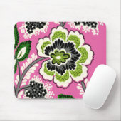 Roze groene bloemen Mousepad Muismat (Met muis)