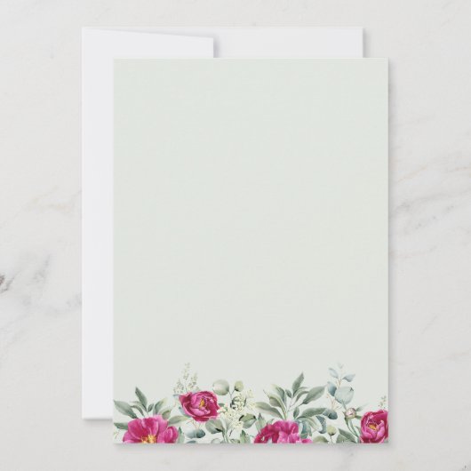 Roze Groene Bloemen op Sage Vrijgezellenfeest Kaart (Achterkant)