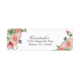 Roze & Groene Bloemen Quinceañera Retouradres Etiket