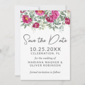 Roze Groene Bloemen Sage Save the Date Kaart (Voorkant)