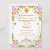 Roze & Groene Bloemen Sukhmani Path Invitation Kaa Kaart (Voorkant)